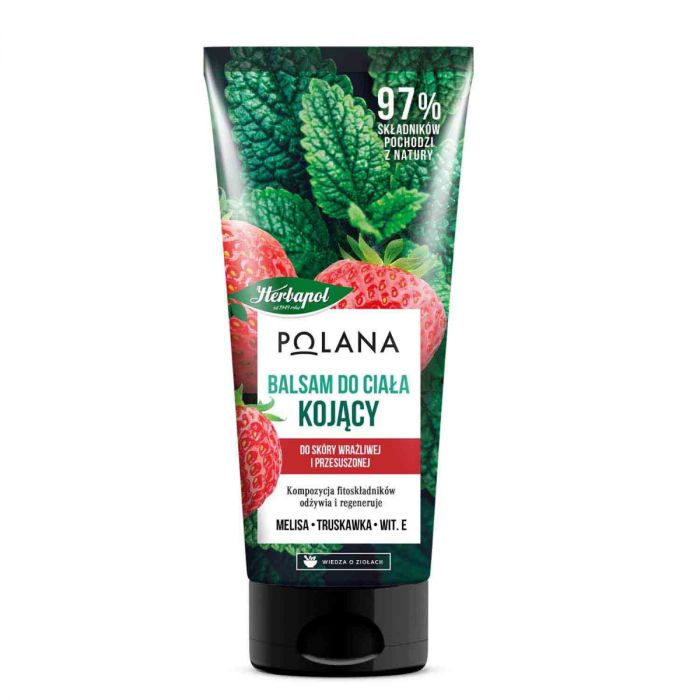 50390631674645108 Balsam do ciała kojący do skóry suchej Melisa + Truskawka + Wit. E 200ml - obrazek 1