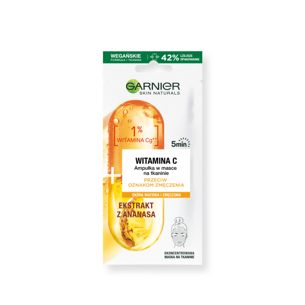 50800381660638330 Skin Naturals Vitamin C ampułka w masce na tkaninie przeciw oznakom zmęczenia 15g - obrazek 1