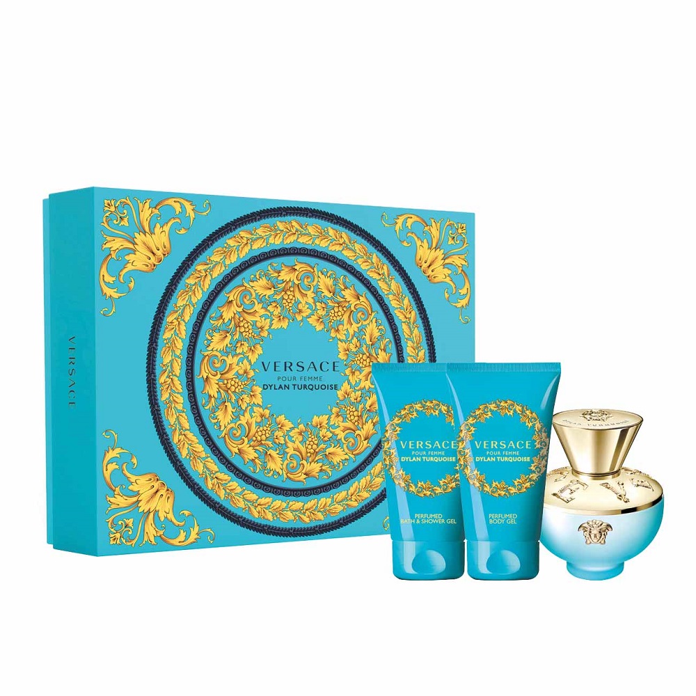 50863761672219689 Dylan Turquoise Pour Femme zestaw woda toaletowa spray 50ml + żel pod prysznic 50ml + balsam do ciała 50ml - obrazek 1