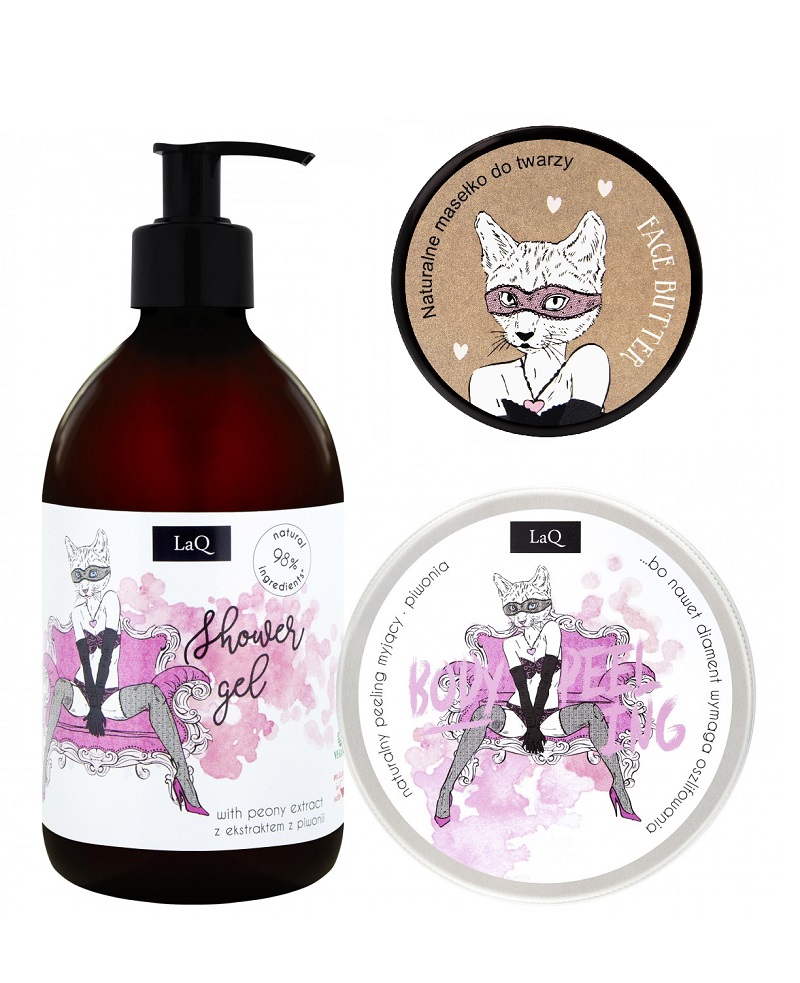 51066881651238387 Kocica Piwonia zestaw żel pod prysznic 500ml + masełko do twarzy 50ml + peeling do ciała 200ml - obrazek 1