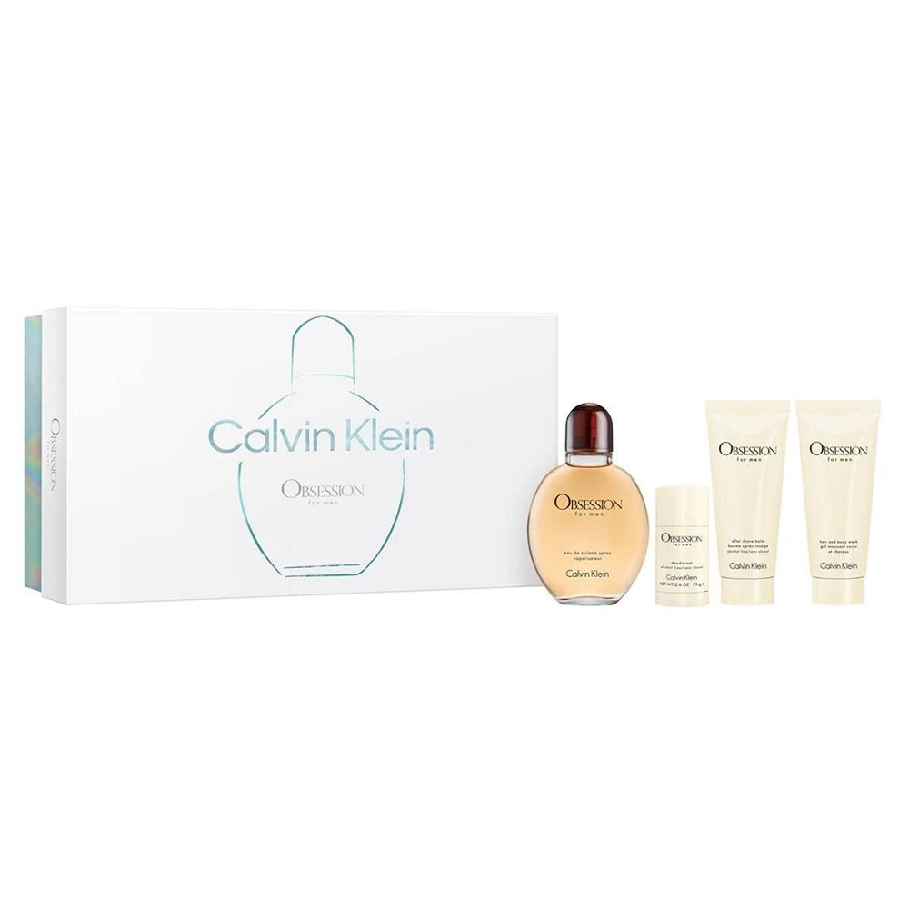51071761764579369 Obsession for Men zestaw woda toaletowa spray 125ml + żel pod prysznic 100ml + dezodorant sztyft 75g + balsam do goleniu 100ml - obrazek 1