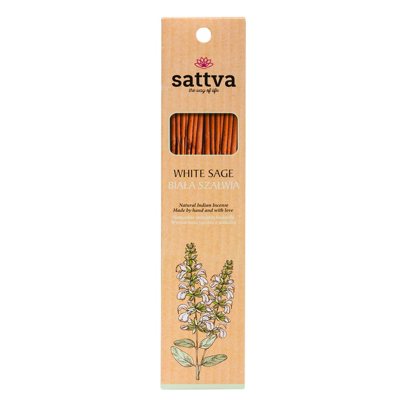 51220421624440964 Natural Indian Incense naturalne indyjskie kadzidełko Biała Szałwia 15szt - obrazek 1