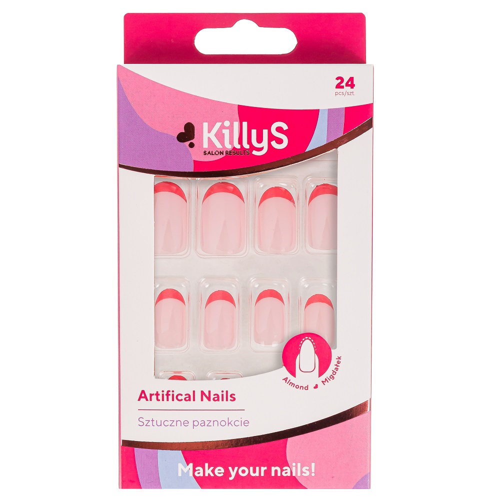 5133761714457346 Artifical Nails sztuczne paznokcie Almond Pink French 24szt - obrazek 1