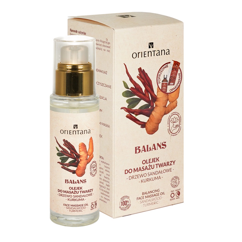 51646911753782764 Balans olejek do masażu twarzy Drzewo Sandałowe i Kurkuma 30ml - obrazek 1