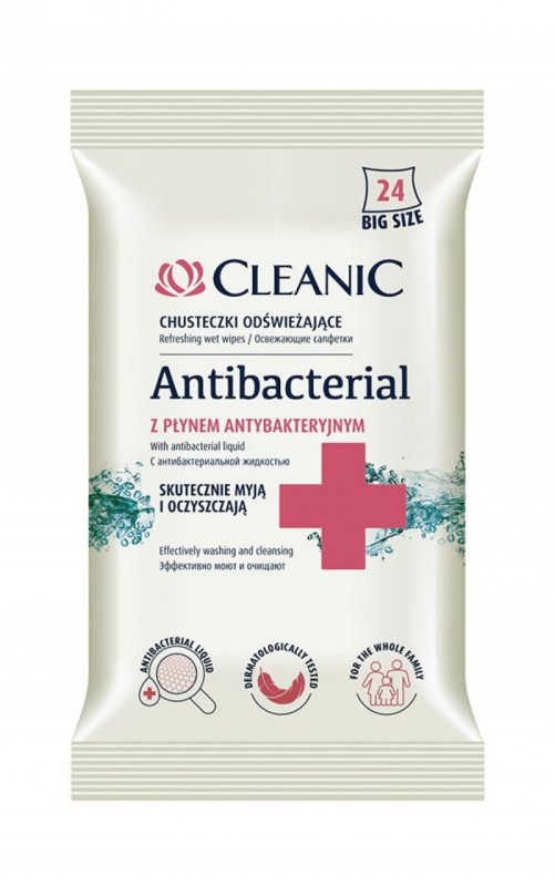 51870641590983812 Antibacterial chusteczki odświeżające z płynem antybakteryjnym 24szt. - obrazek 1