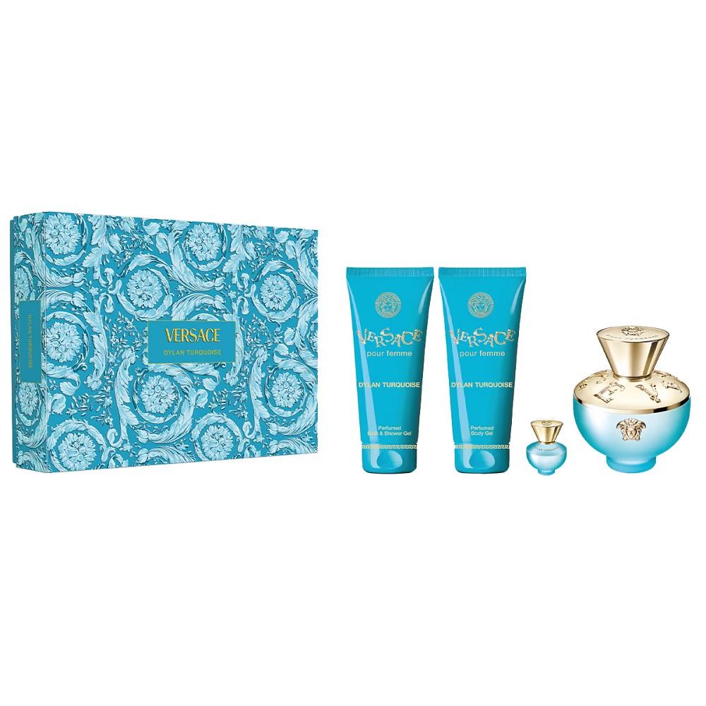 52144631732552678 Dylan Turquoise Pour Femme zestaw woda toaletowa spray 100ml + żel do ciała 100ml + żel pod prysznic 100ml + miniatura wody toaletowej 5ml - obrazek 1