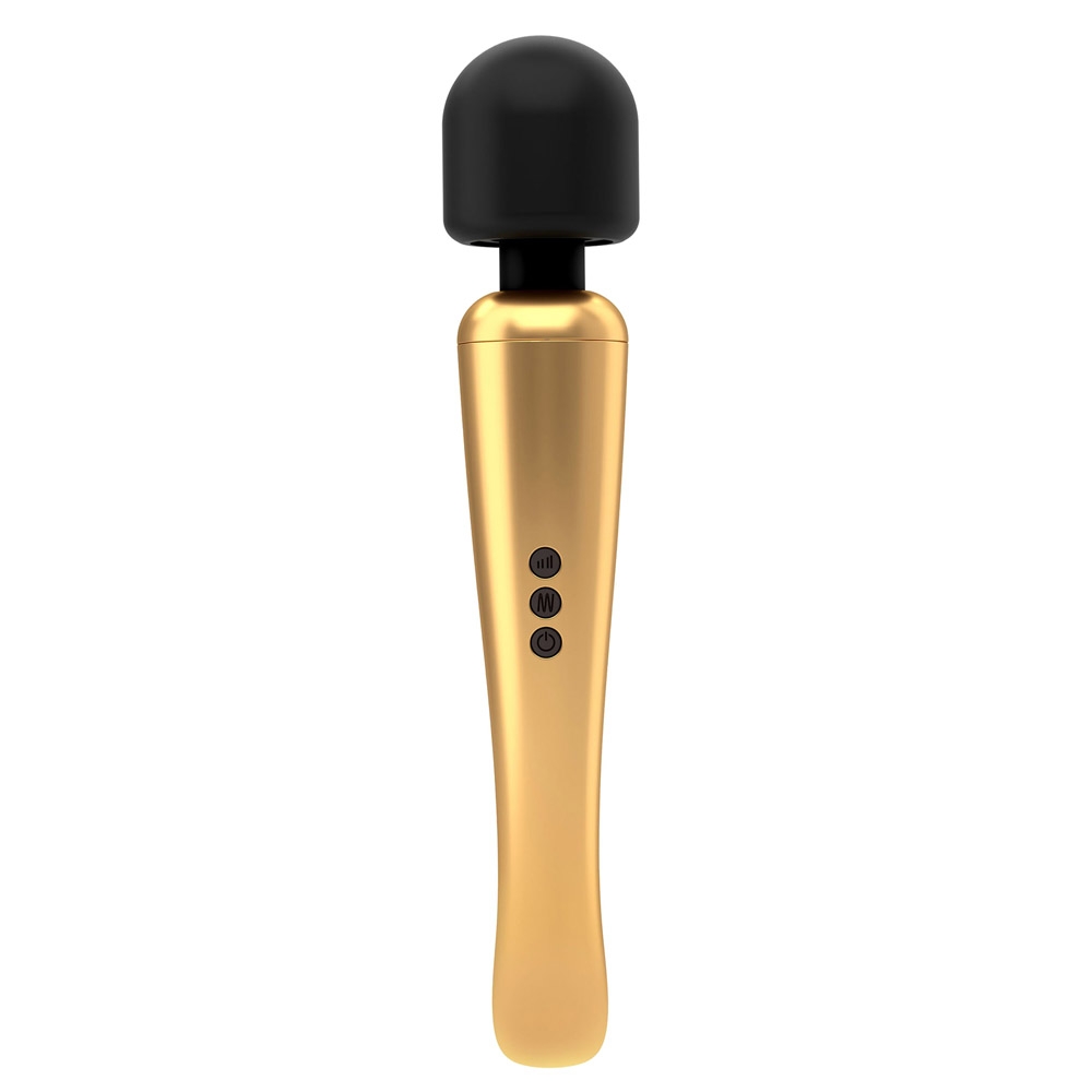 52364591627993137 Megawand masażer z silikonową wibrującą główką Gold - obrazek 1