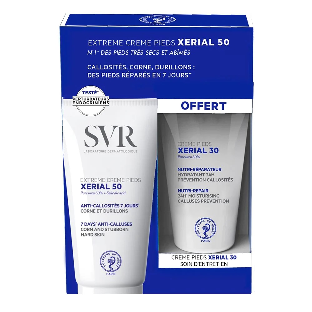 52503371681489563 Xerial Feet Pack zestaw Xerial 50 Extreme Creme Pieds żel na uporczywe zrogowacenia 50ml + Xerial 30 Creme Pieds odżywczy krem do stóp 50ml - obrazek 1