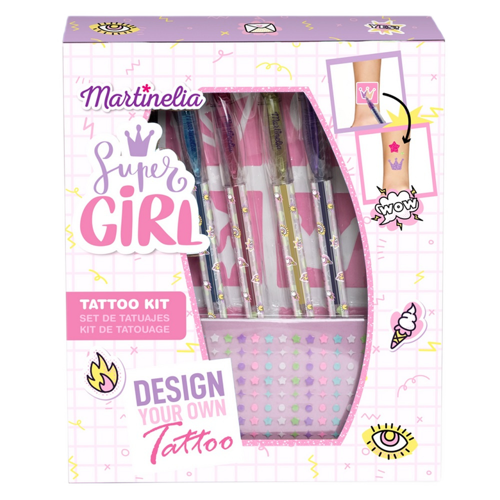 52958691710489650 Super Girl Body Art Tattoo zestaw długopisy do tatuażu 4szt + naklejki i szablony - obrazek 1