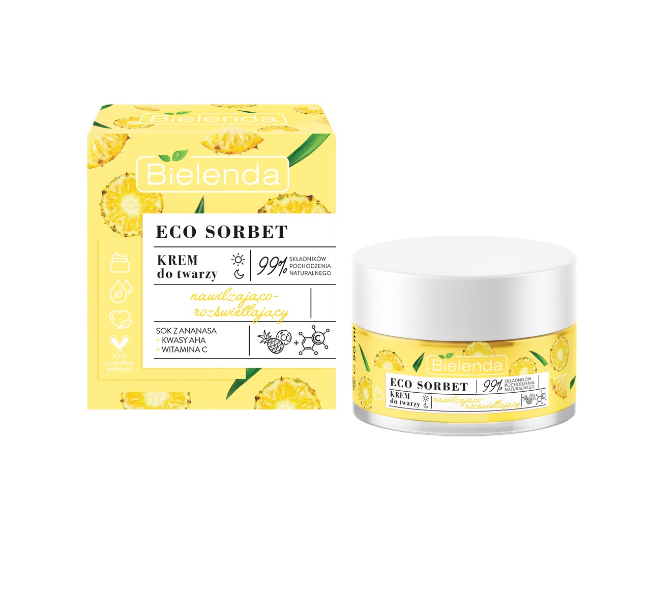 54225261650959265 Eco Sorbet krem nawilżająco-rozświetlający na dzień i noc Ananas 50ml - obrazek 1