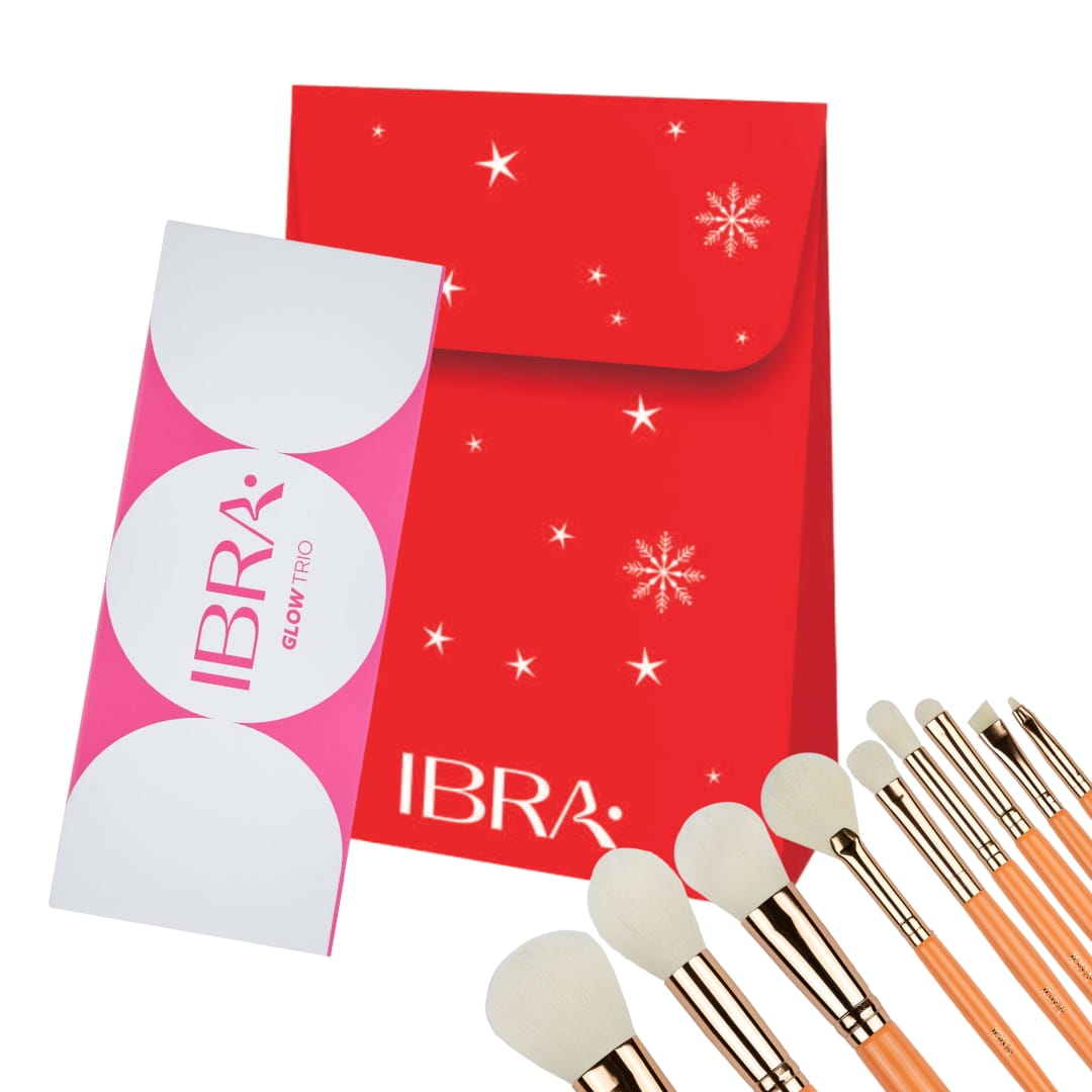 54957041732110483 Christmas Gift zestaw pędzle do makijażu + paleta rozświetlaczy - obrazek 1