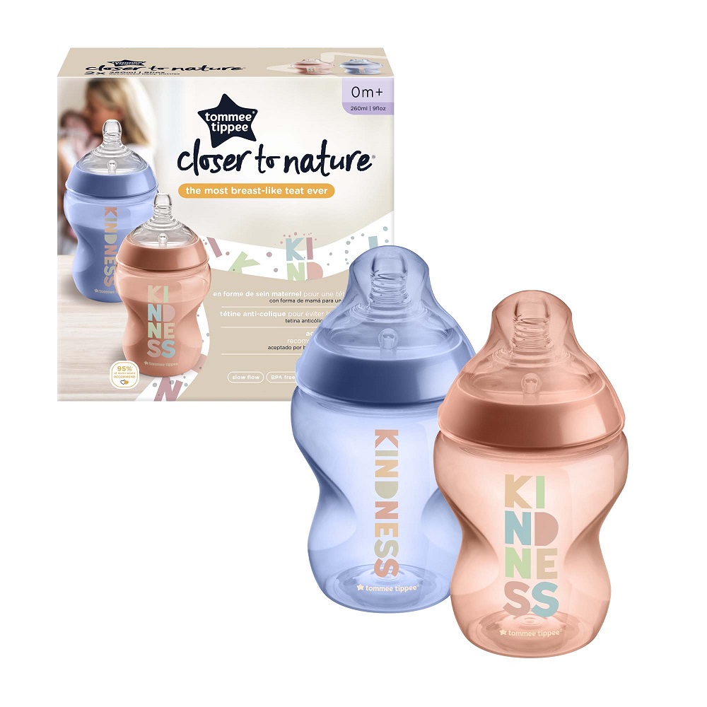 55263761700050956 Closer To Nature butelka do karmienia ze smoczkiem silikonowym 3m+ Kindness 2x340ml - obrazek 1