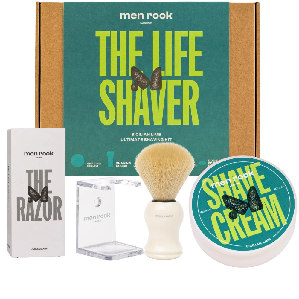 55454241699598437 The Life Shaver Sicilian Lime zestaw krem do golenia 100ml + pędzel do golenia + stojak na pędzel + maszynka do golenia + ostrza maszynki do golenia - obrazek 1