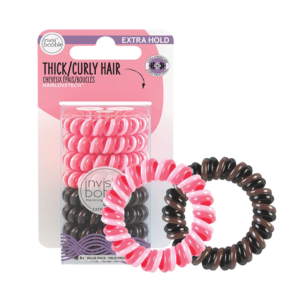 55843051704880096 Extra Hold gumki do włosów Pink/Brown 8szt. - obrazek 1
