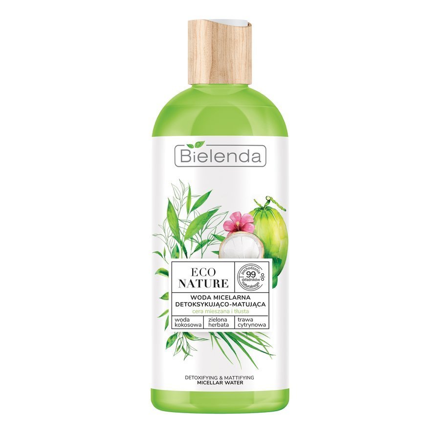 56098831650620069 Eco Nature woda micelarna detoksykująco-matująca Woda Kokosowa & Zielona Herbata & Trawa Cytrynowa 500ml - obrazek 1