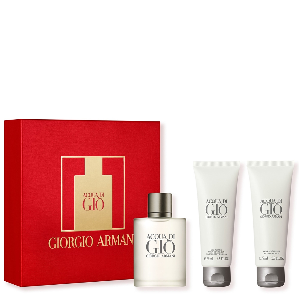 56190791662546771 Acqua di Gio Pour Homme zestaw woda toaletowa spray 100ml + balsam po goleniu 75ml + żel pod prysznic 75ml - obrazek 1