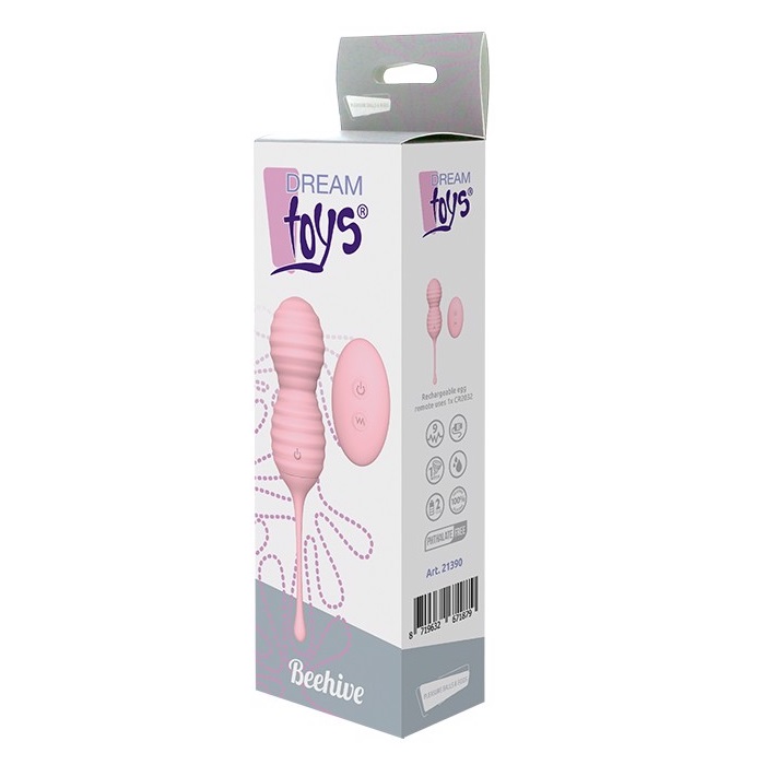 5649601692700327 Pleasure Balls&Eggs Beehive wibrujące jajeczko z pilotem Pink - obrazek 1