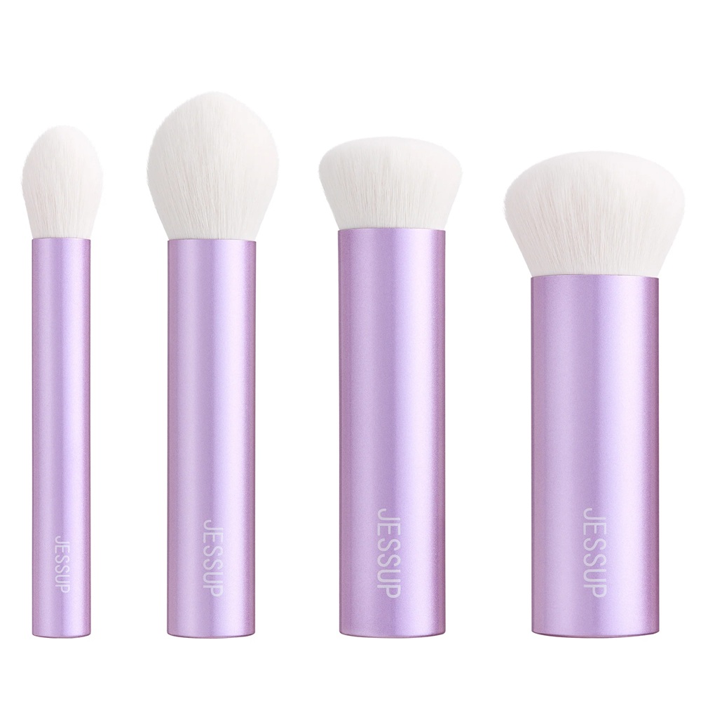 56673071755603176 Luxury Purple Kabuki Face Brush zestaw pędzli do makijażu T517 4szt. - obrazek 1