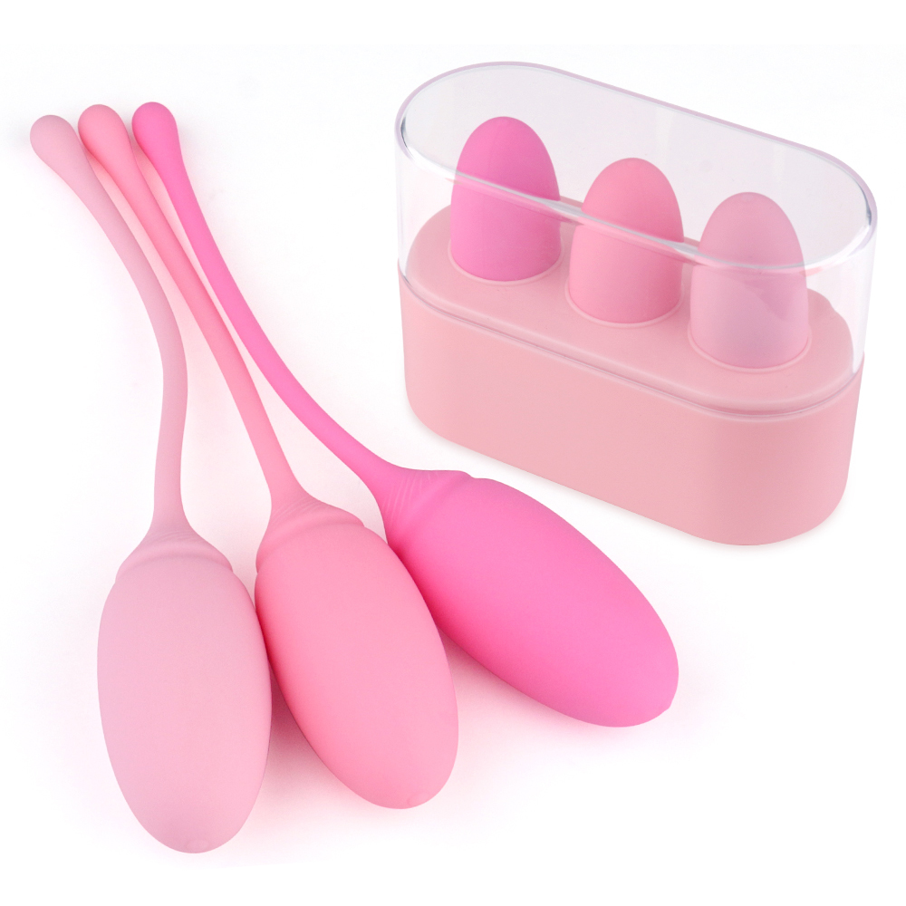 56709431635148677 Rose-2 progresywne owalne kulki gejszy do ćwiczeń mięśni miednicy Pink 3szt. - obrazek 1