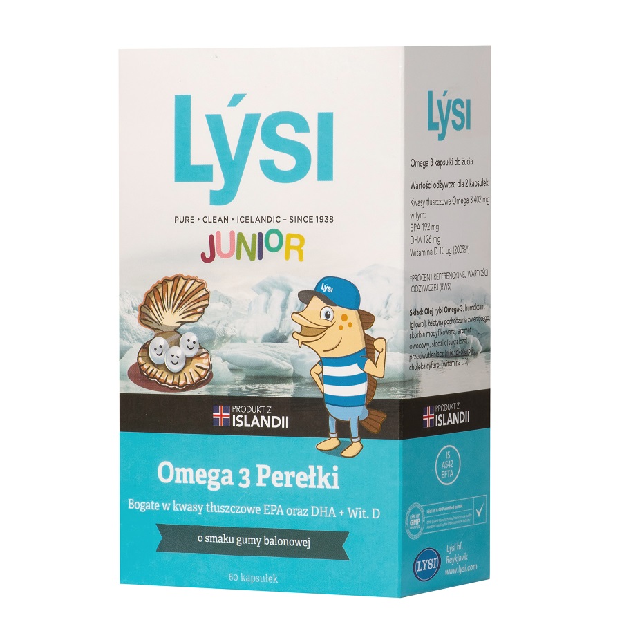 56720251747909300 Junior Omega 3 Perełki suplement diety o smaku gumy balonowej 60 kapsułek - obrazek 1