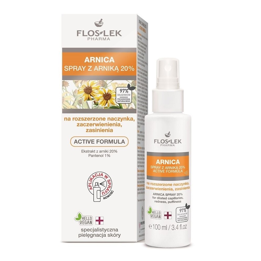 56724021645797924 Arnica spray z arniką 20% active formula na rozszerzone naczynka zaczerwienienia i zasinienia 100ml - obrazek 1