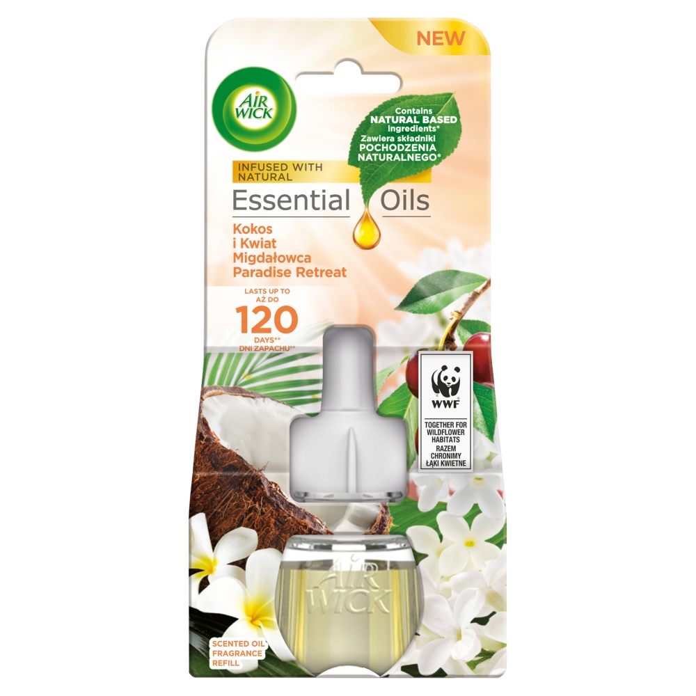 56933431677071423 Essential Oils wkład do elektrycznego odświeżacza Kokos i Kwiat Migdałowca 19ml - obrazek 1