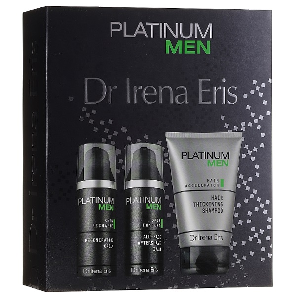 57560361633331505 Platinum Men zestaw nawilżający balsam po goleniu 50ml + krem regenerujący do twarzy na dzień i na noc 50ml + szampon zagęszczający włosy 125ml - obrazek 1