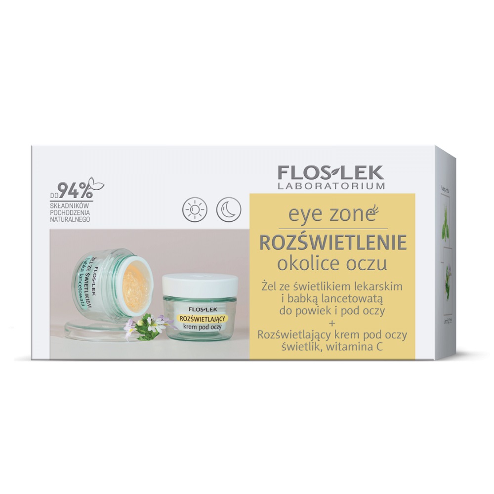 57772861727843949 Eye Zone zestaw żel ze świetlikiem lekarskim i babką lancetowatą do powiek i pod oczy 10g + rozświetlający krem pod oczy ze świetlikiem i witaminą C 15ml - obrazek 1