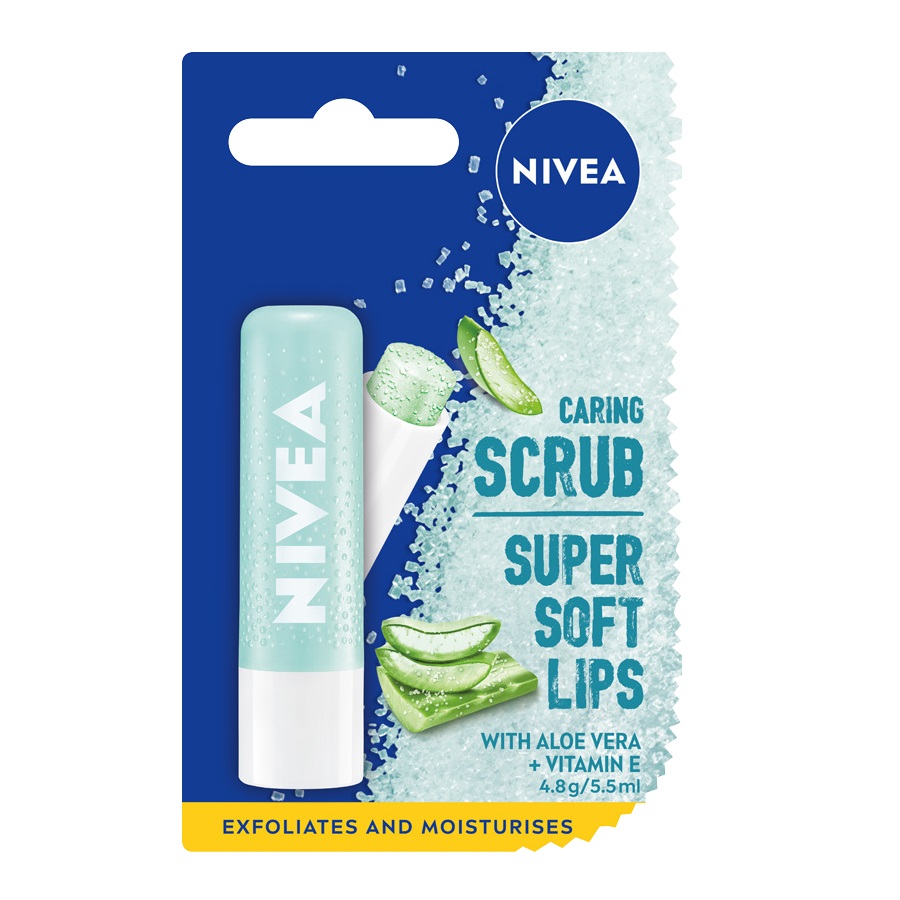 5798491662454620 Caring Scrub pielęgnujący peeling do ust w sztyfcie Aloes 4.8g - obrazek 1