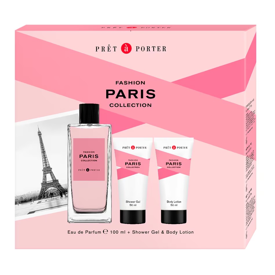 58066361758726237 Pret A Porter Paris zestaw woda perfumowana spray 100ml + balsam do ciała 50ml + żel pod prysznic 50ml - obrazek 1