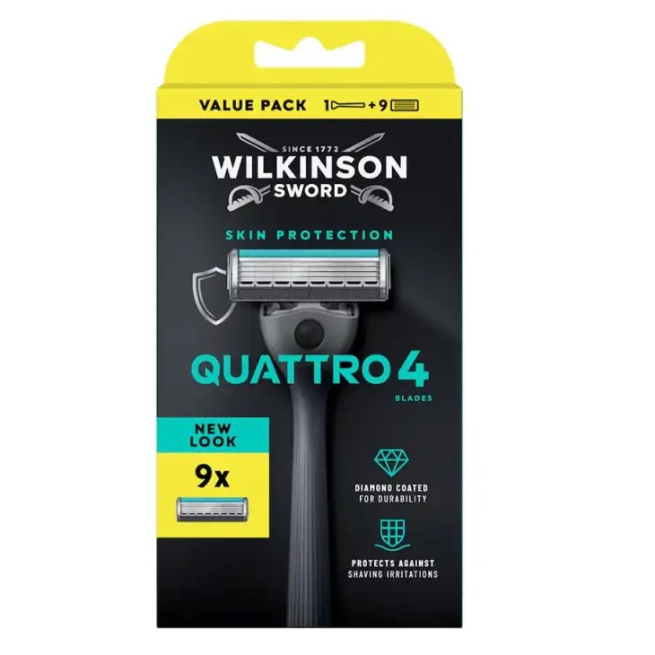 58122331776421801 Quattro 4 Skin Protection maszynka do golenia z 4 ostrzami i 9 wkładów - obrazek 1