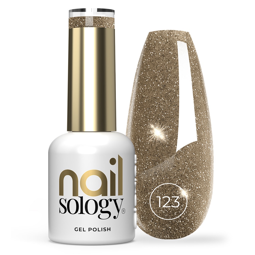 58203521766089595 Nailsology lakier hybrydowy z brokatem 123 Golden Treasure 8ml - obrazek 1