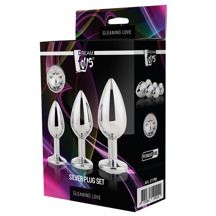 5841311692691936 Gleaming Love Silver Plug Set korek analny 3szt. - obrazek 1
