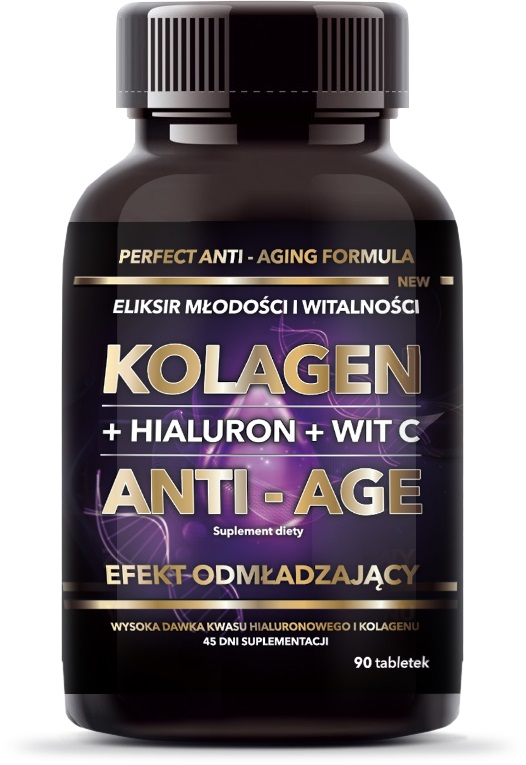 58612431612366734 Kolagen + Hialuron + Witamina C Anti-Age suplement diety 90 tabletek - obrazek 1