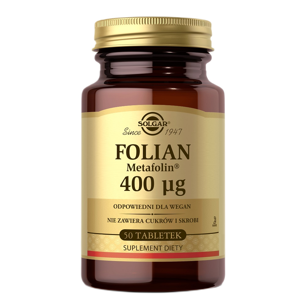 58766371760524375 Folian (Metafolin) 400 µg suplement diety 50 tabletek - obrazek 1