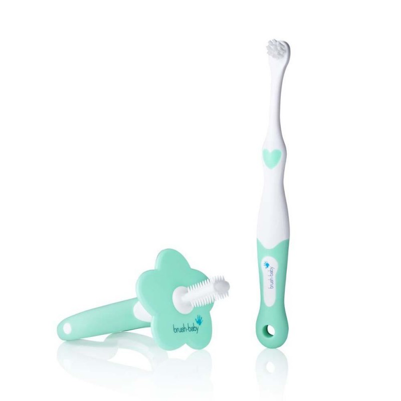 58767081720684463 My FirstBrush & Teether Set zestaw na ząbkowanie dla dzieci wieku 0-18m Mint - obrazek 1