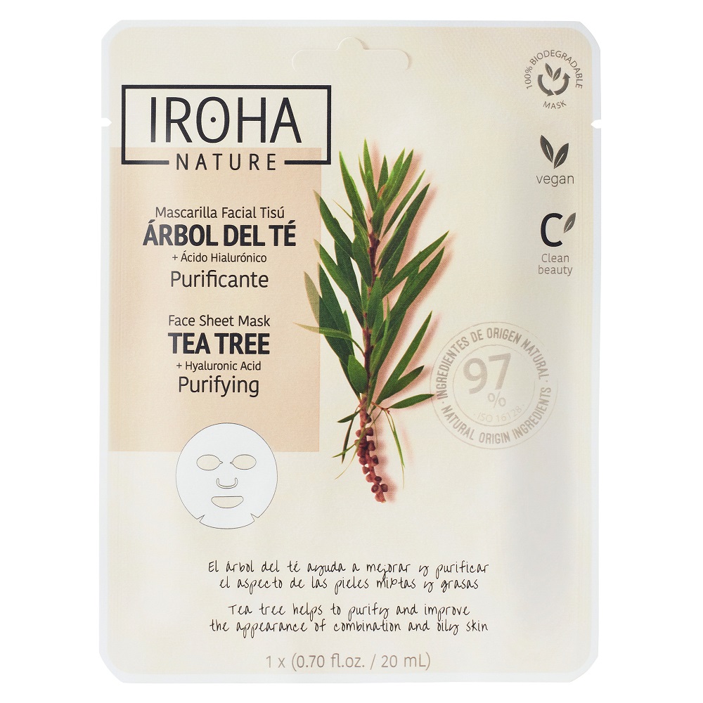 58892601667885660 Purifying Face Sheet Mask Tea Tree + Hyaluronic Acid oczyszczająca maska w płachcie z drzewem herbacianym i kwasem hialuronowym 20ml - obrazek 1