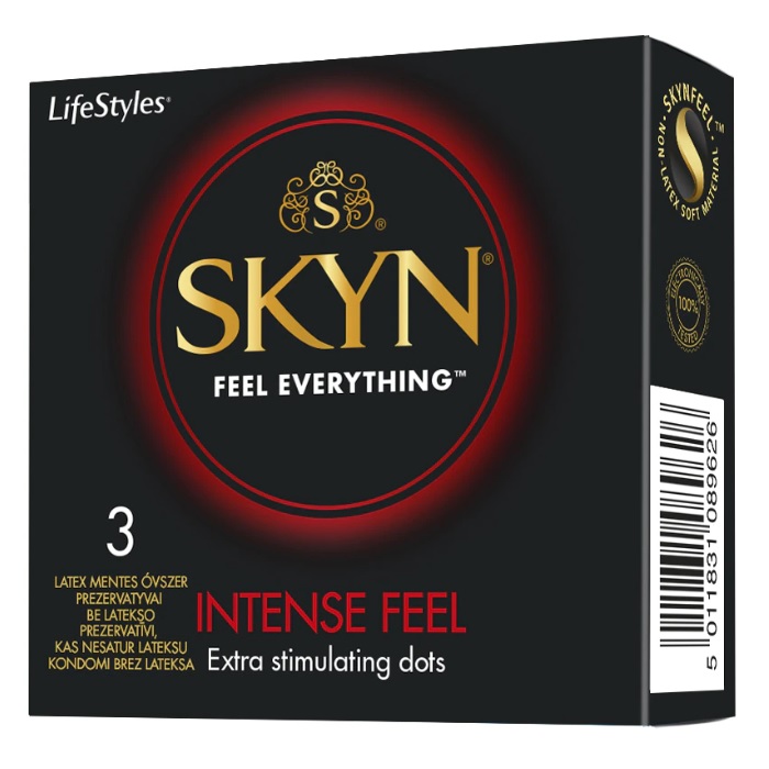 58976081690366468 Skyn Intense Feel nielateksowe prezerwatywy z wypustkami 3szt - obrazek 1