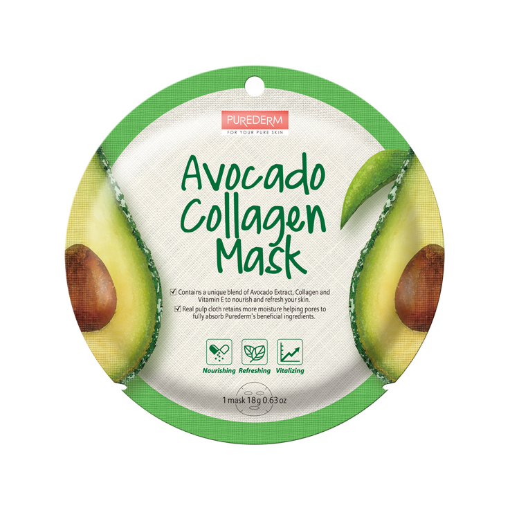 59815541595851950 Avocado Collagen Mask maseczka kolagenowa w płacie Awokado 18g - obrazek 1