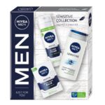 Men Sensitive Collection zestaw łagodząca pianka do golenia 200ml + łagodzący balsam po goleniu 100ml + żel pod prysznic 3w1 250ml