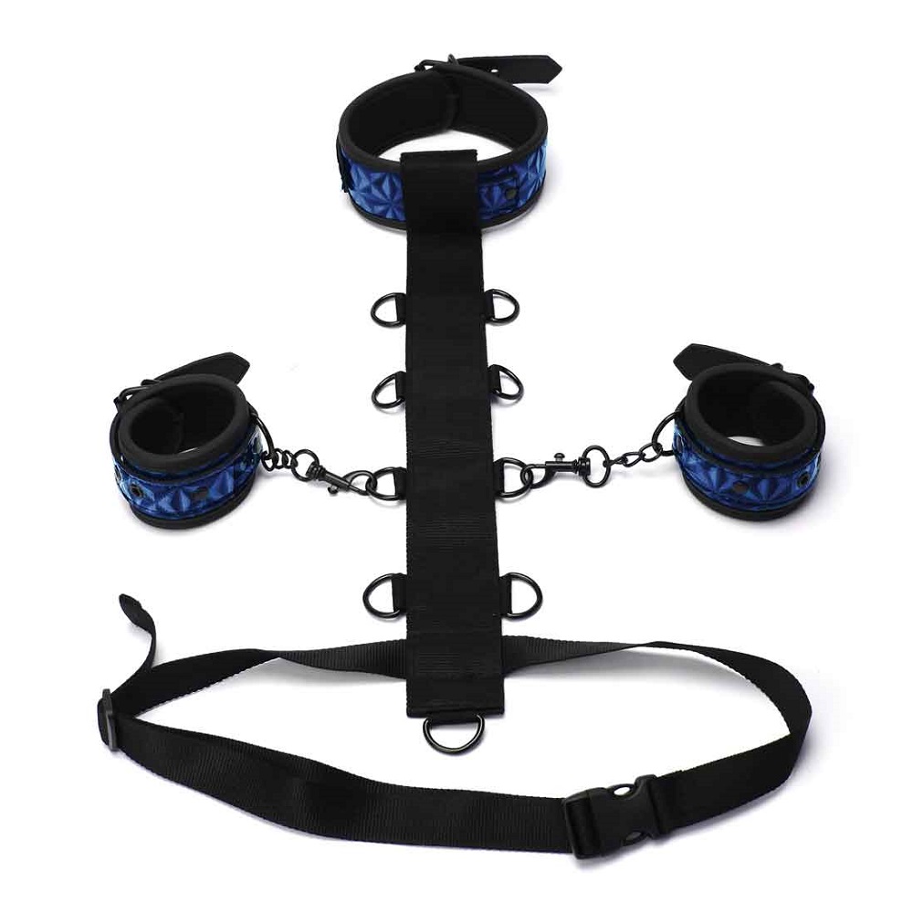 60467131707807020 Diamond 3-Piece Restraint zestaw do krępowania szyi i nadgarstków Blue - obrazek 1