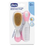Brush and Comb zestaw szczotka z naturalnego włosia + grzebyk 0m+ Różowy