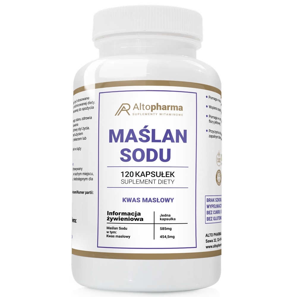 60724371758609926 Maślan Sodu 585mg kwas masłowy 454.5mg suplement diety 120 kapsułek - obrazek 1