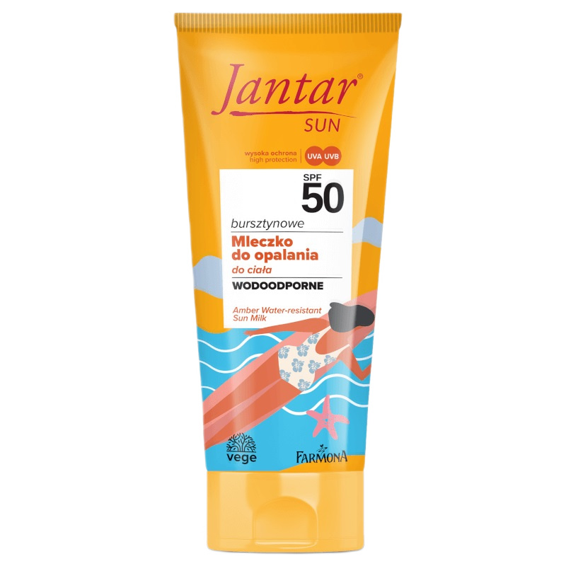 60805491715054141 Jantar Sun bursztynowe wodoodporne mleczko do opalania SPF50 200ml - obrazek 1