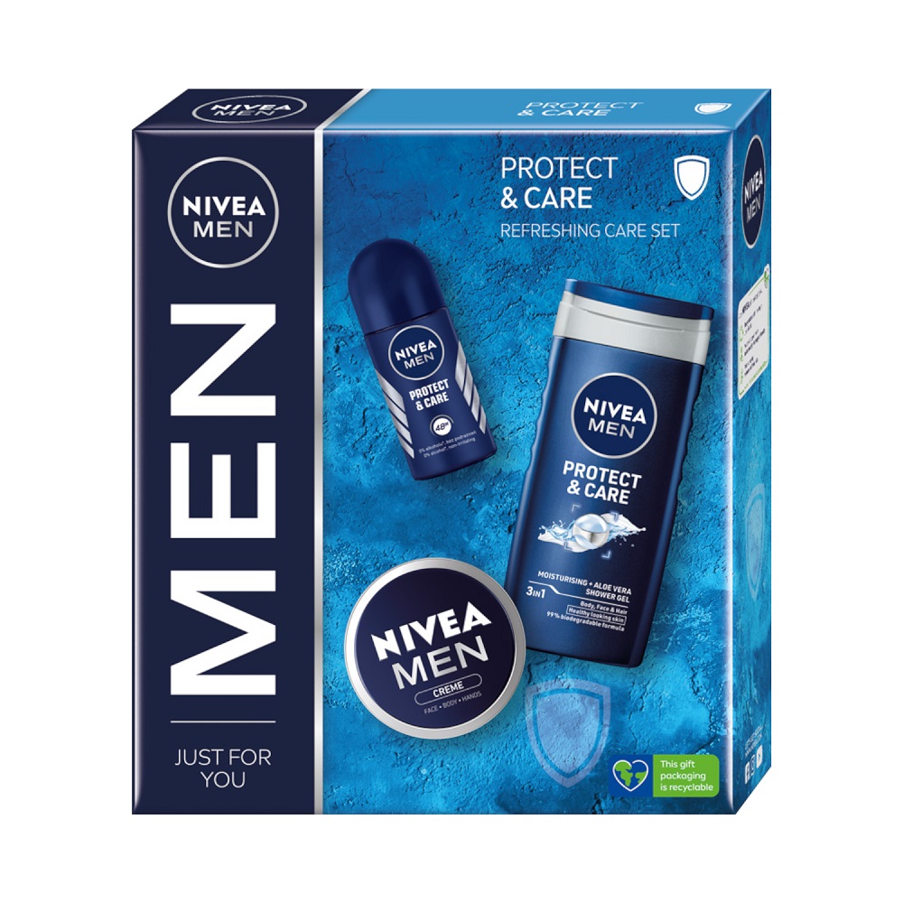Created with GIMP Men Protect & Care zestaw żel pod prysznic 250ml + antyperspirant roll-on 50ml + krem uniwersalny 75ml - obrazek 1