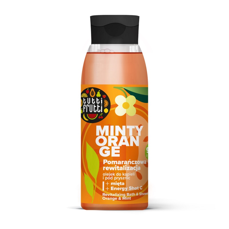 60894241692191616 Tutti Frutti rewitalizujący olejek do kąpieli i pod prysznic Pomarańcza i Mięta + Energy Shot C 400ml - obrazek 1