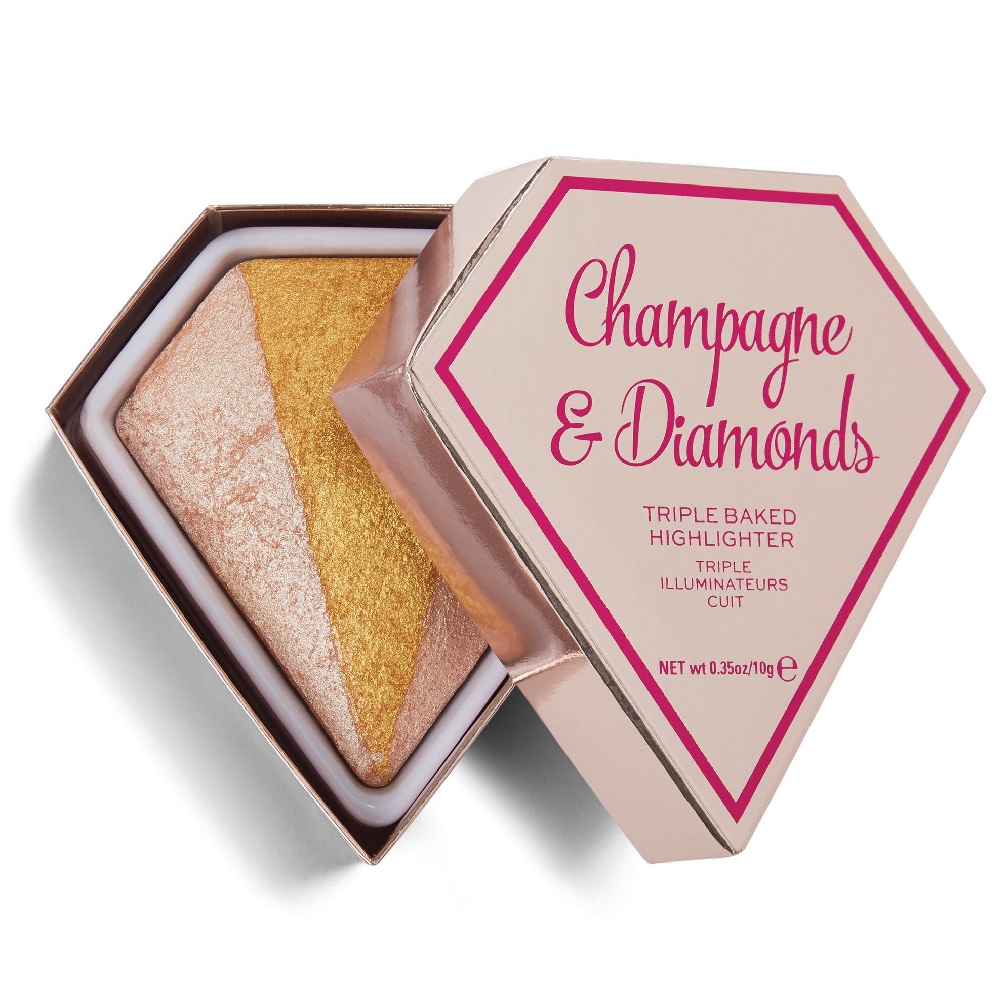 6163731679997472 I Heart Revolution Diamond Triple Baked Highlighter wypiekany rozświetlacz Champagne & Diamonds 10g - obrazek 1