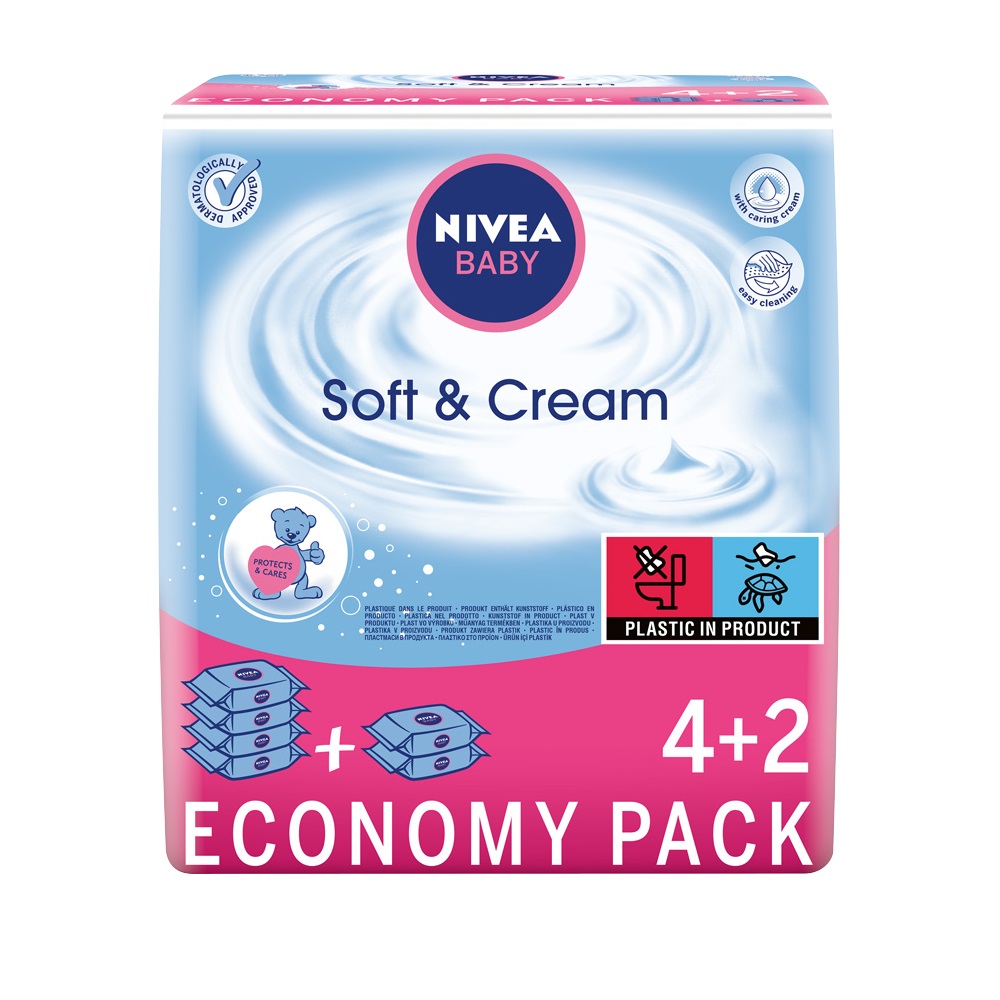 62120591662455021 Baby Soft & Cream chusteczki oczyszczające 6x63szt. - obrazek 1