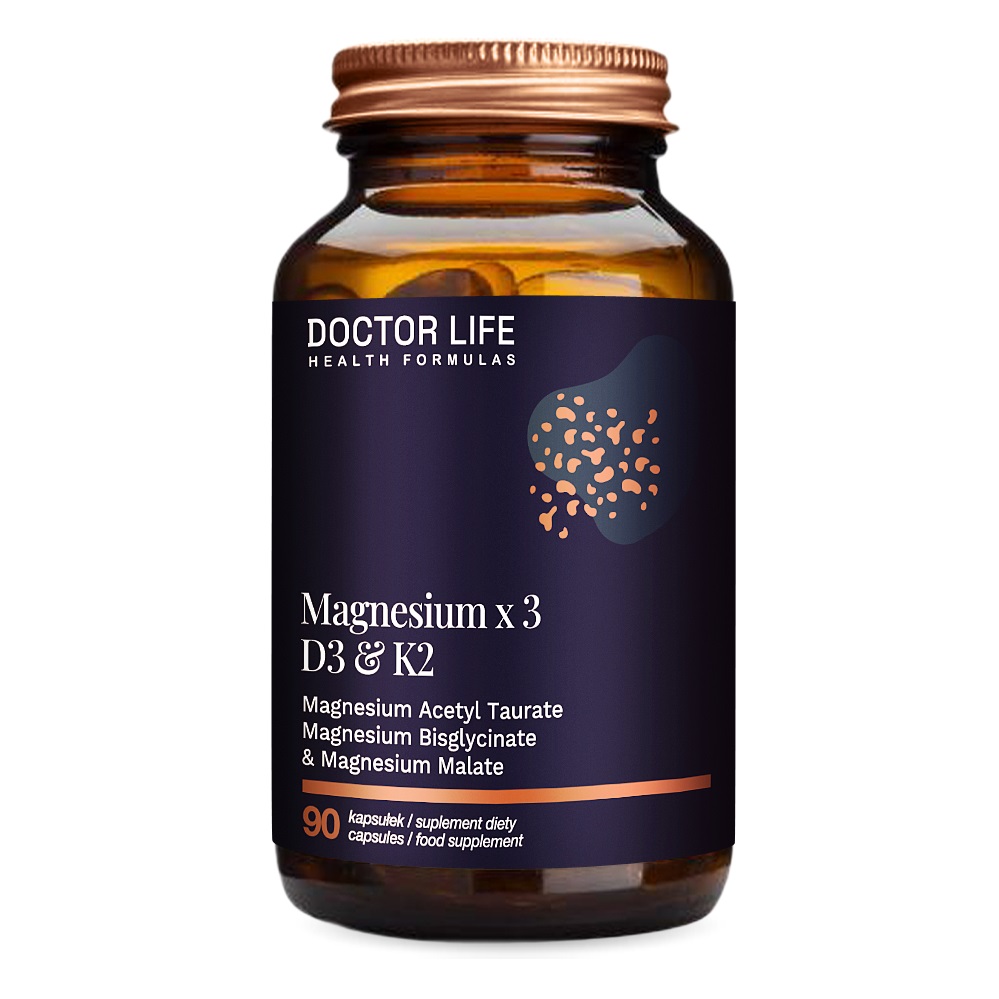 62182671728305370 Magnesium x3 D3 & K2 suplement diety wspierający zdrowie układu sercowo-naczyniowego i kości 90 kapsułek - obrazek 1