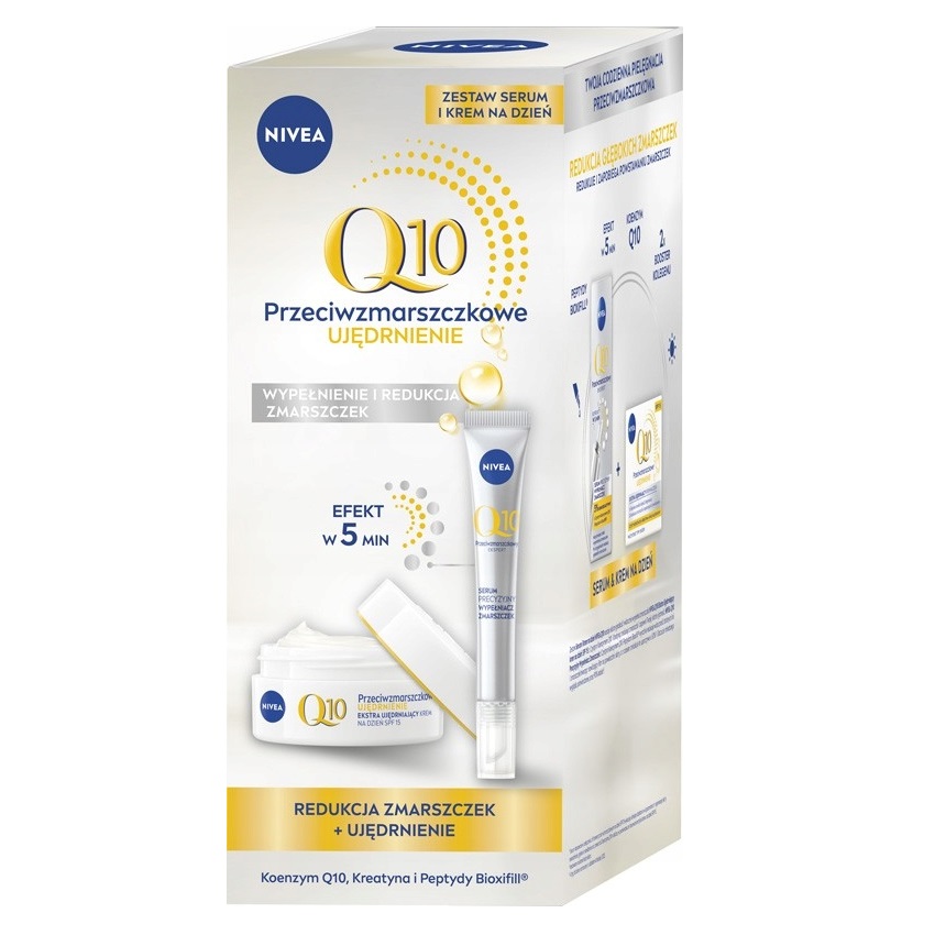 62452121752217656 Q10 Przeciwzmarszczkowy Duet zestaw ekstra ujędrniający krem na dzień SPF15 50ml + serum precyzyjny wypełniacz zmarszczek 15ml - obrazek 1